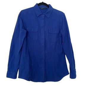 Woolrich Sapphire Flannel Women’s Medium Chamois Blue Snap Button long sleeve